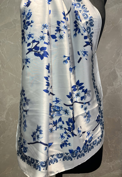 Blue Florals | Silk Scarf