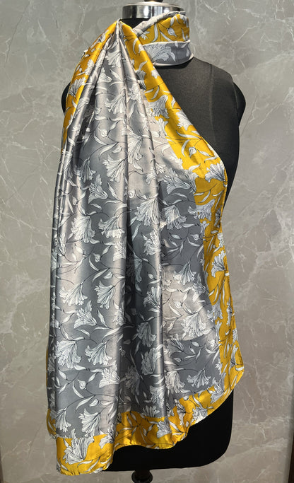 Flowering Grey | Silk Scarf