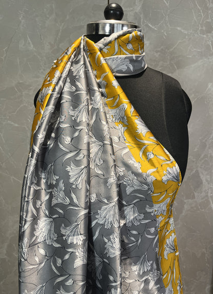 Flowering Grey | Silk Scarf