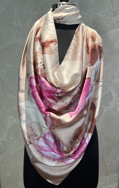 Pink Blooms | Silk Scarf