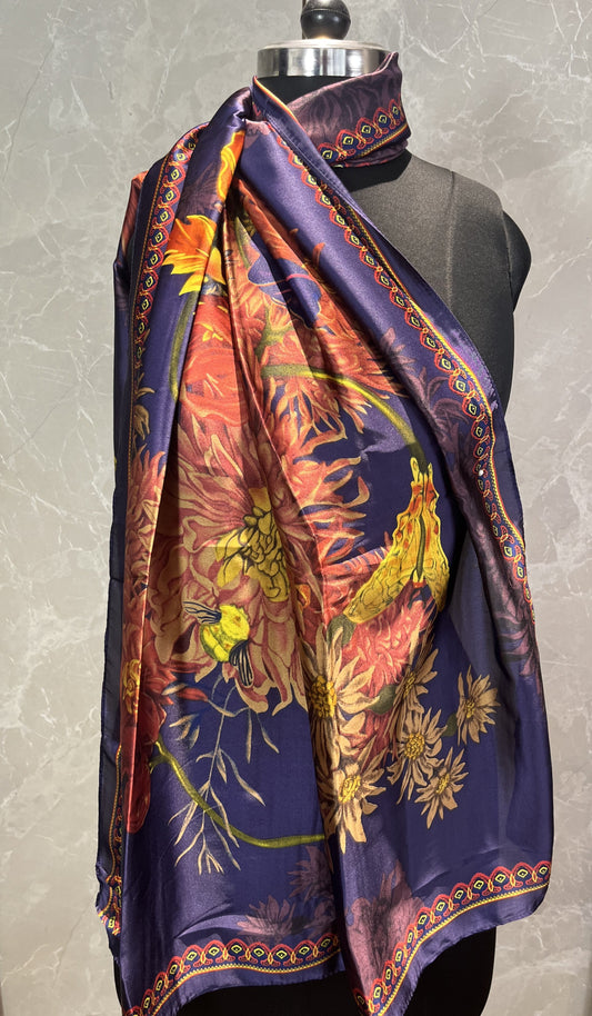 Violets Blooming | Silk Scarf