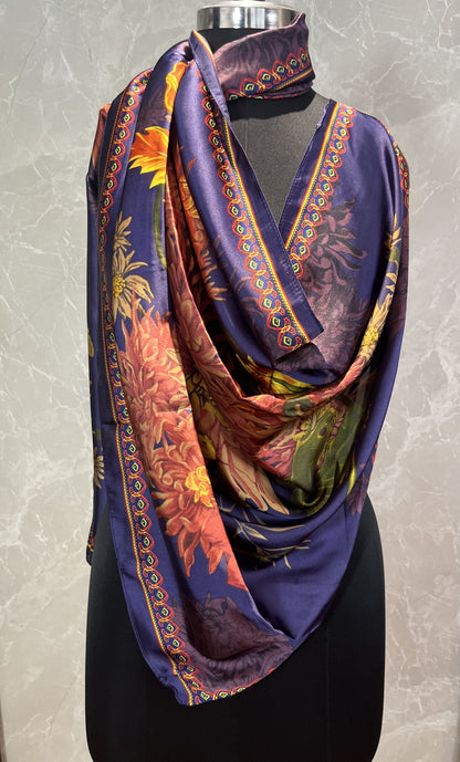 Violets Blooming | Silk Scarf