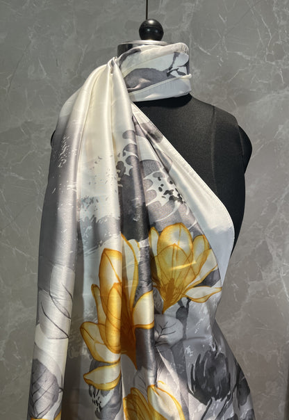 Yellow Budding | Silk Scarf