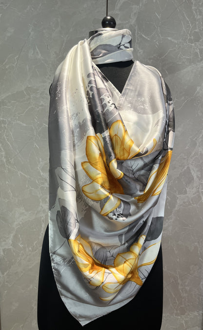 Yellow Budding | Silk Scarf