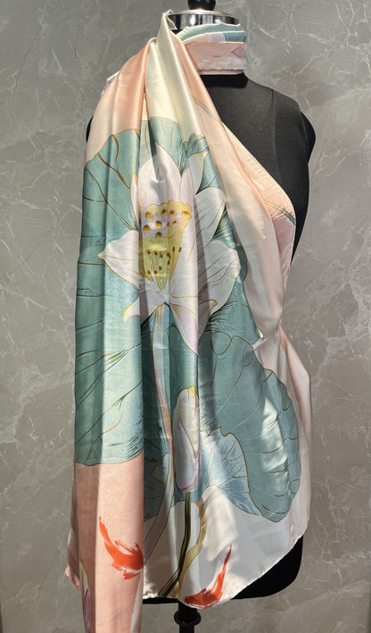 Peach Lotus | Silk Scarf