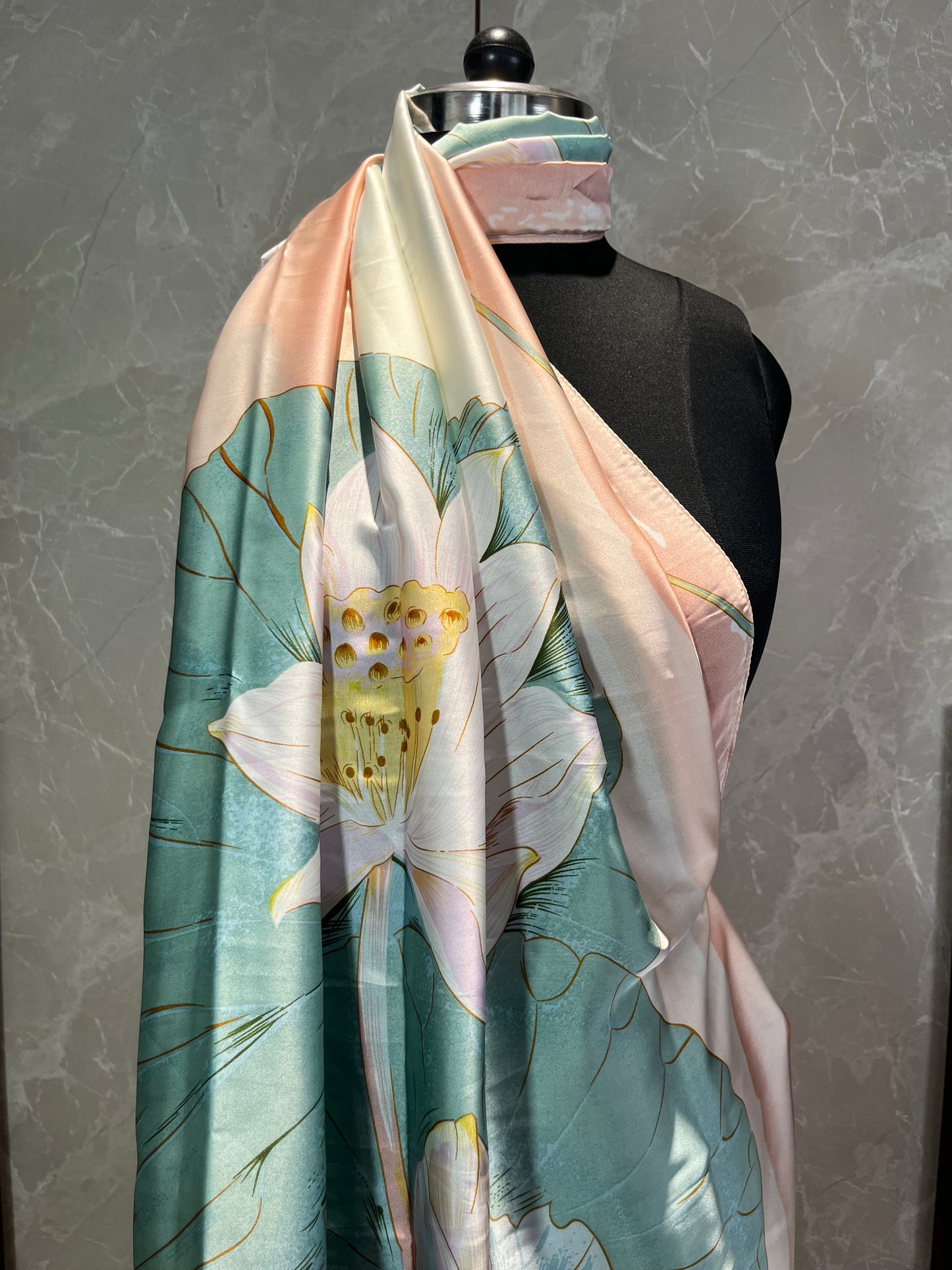 Peach Lotus | Silk Scarf
