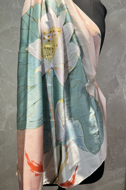 Peach Lotus | Silk Scarf