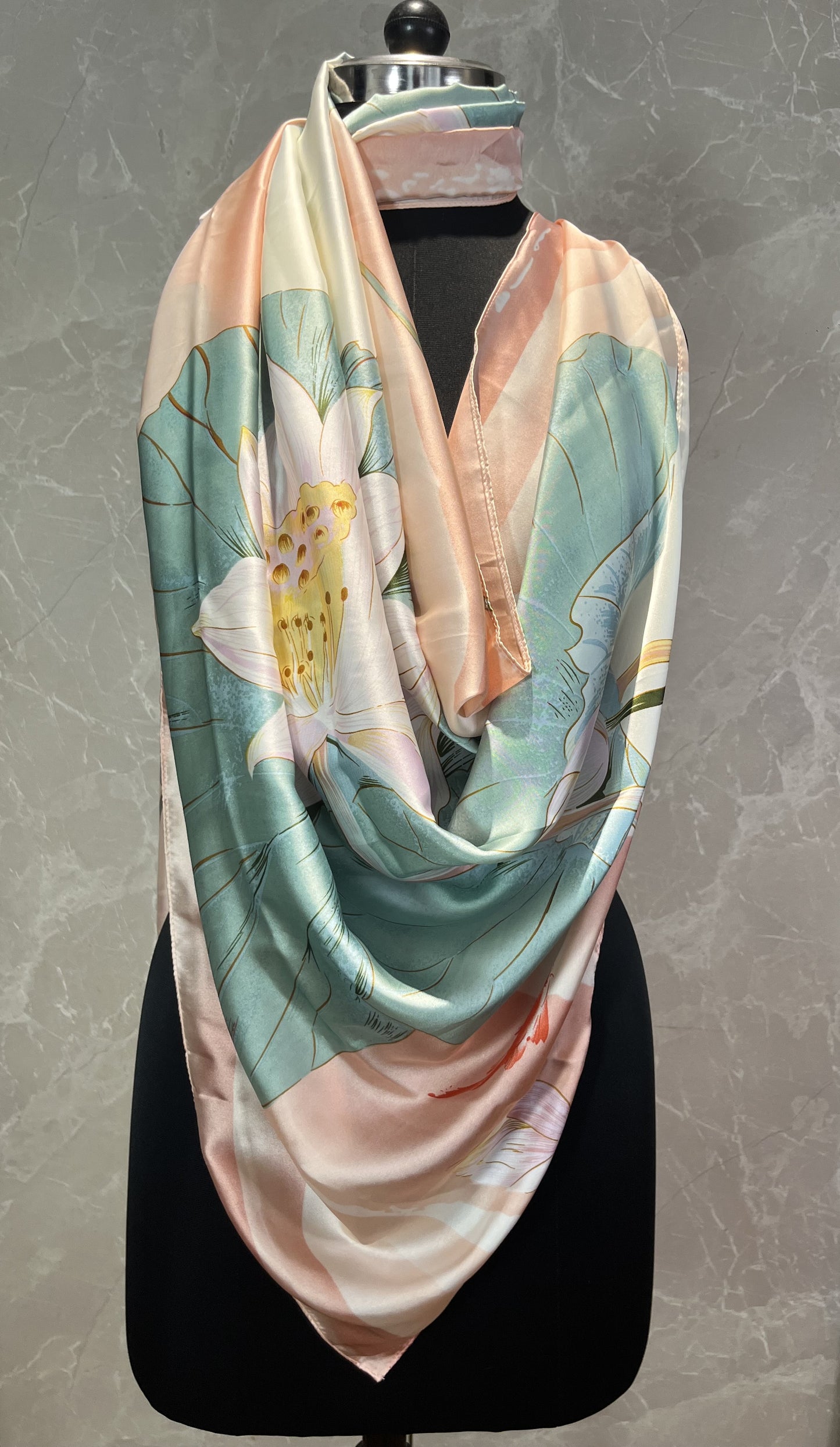 Peach Lotus | Silk Scarf