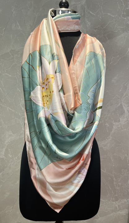 Peach Lotus | Silk Scarf