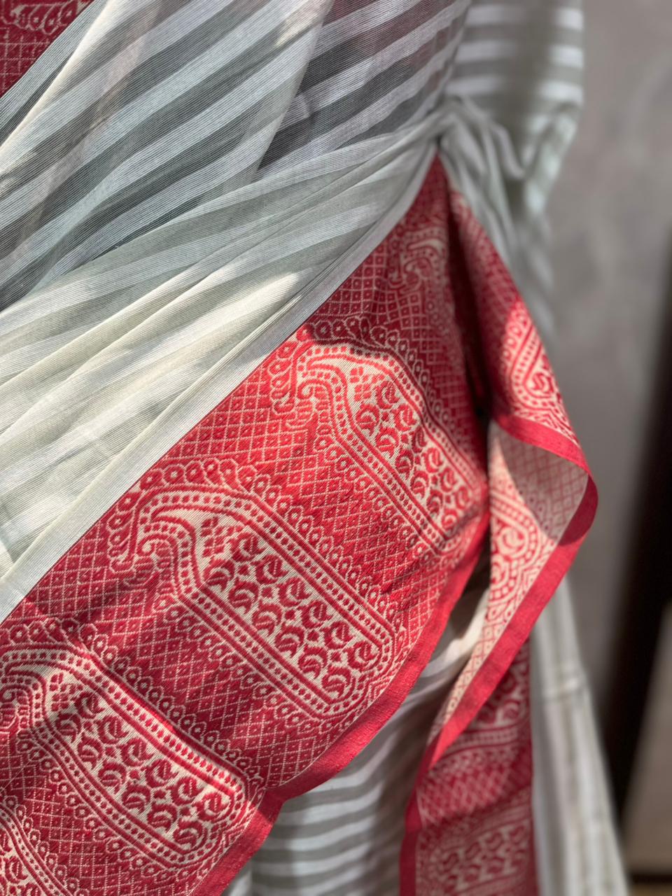 Paisley n Stripes | Handloom Cotton Saree