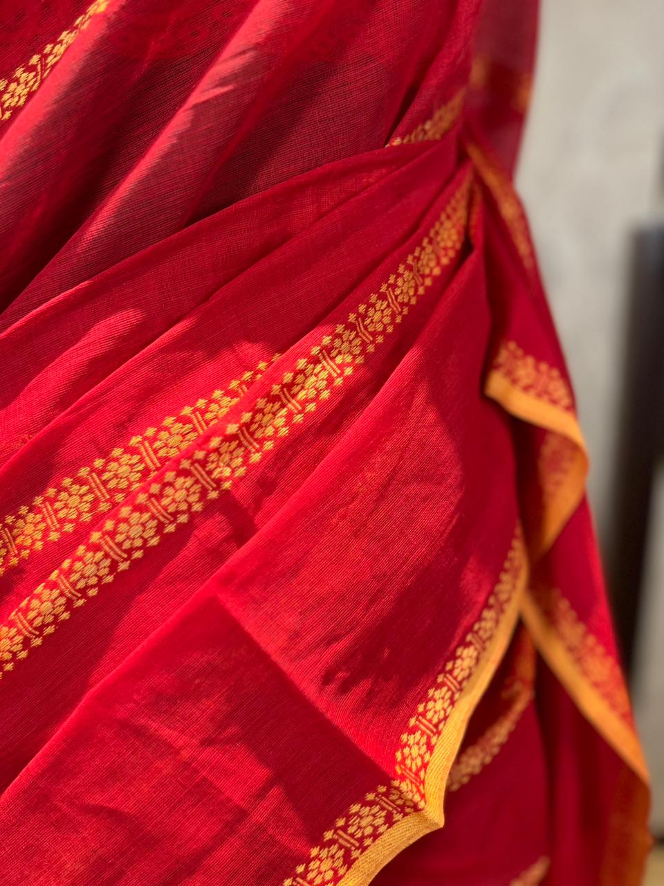 Bridal Red | Handloom Cotton Saree