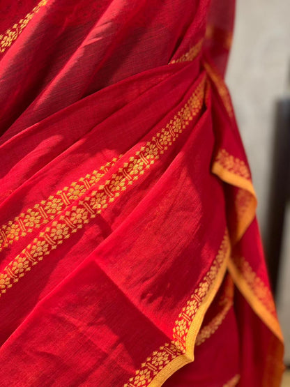 Bridal Red | Handloom Cotton Saree