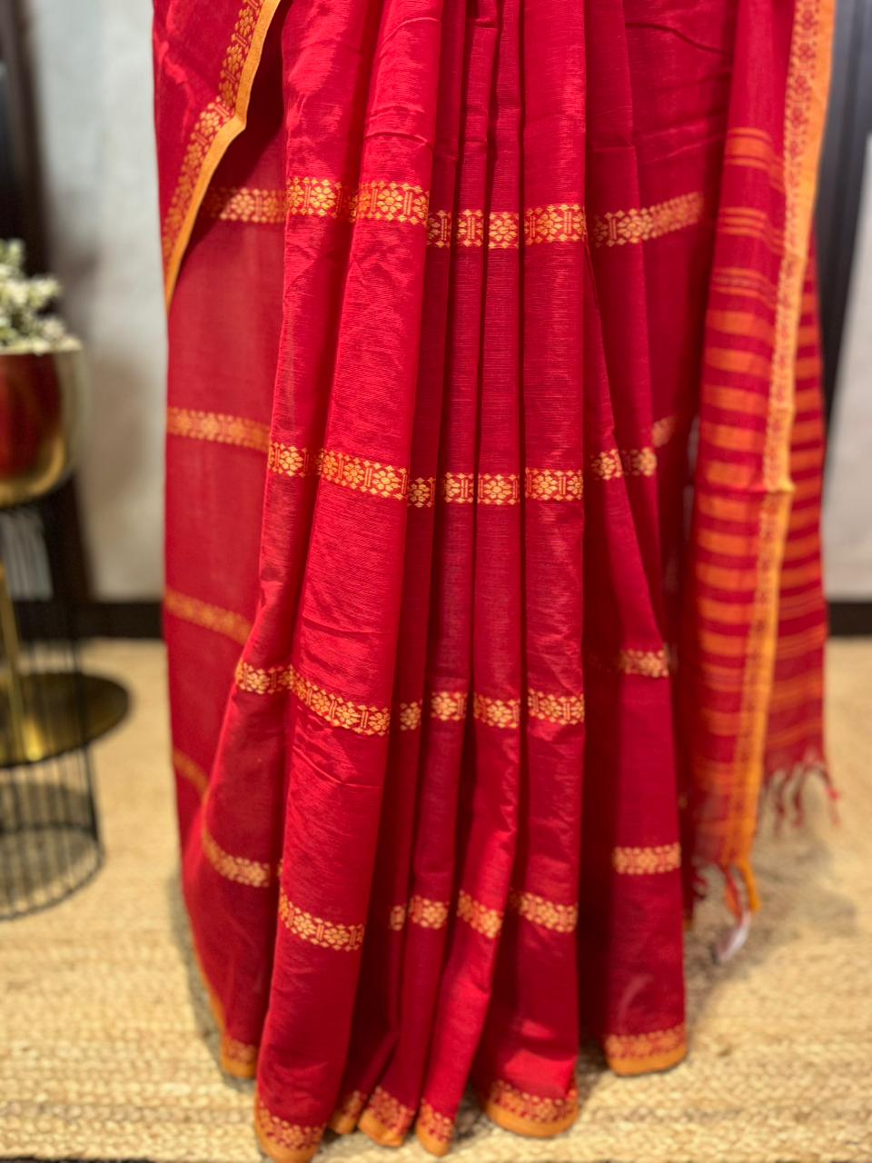 Bridal Red | Handloom Cotton Saree
