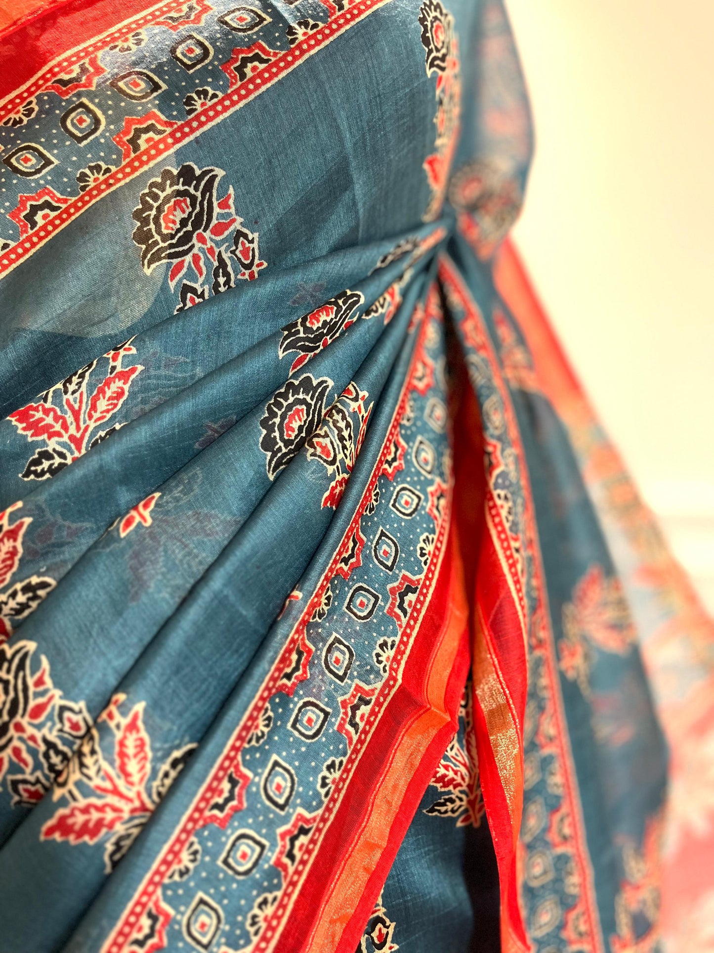 Chanderi Silk Saree| Gulnaar | Blue flowers