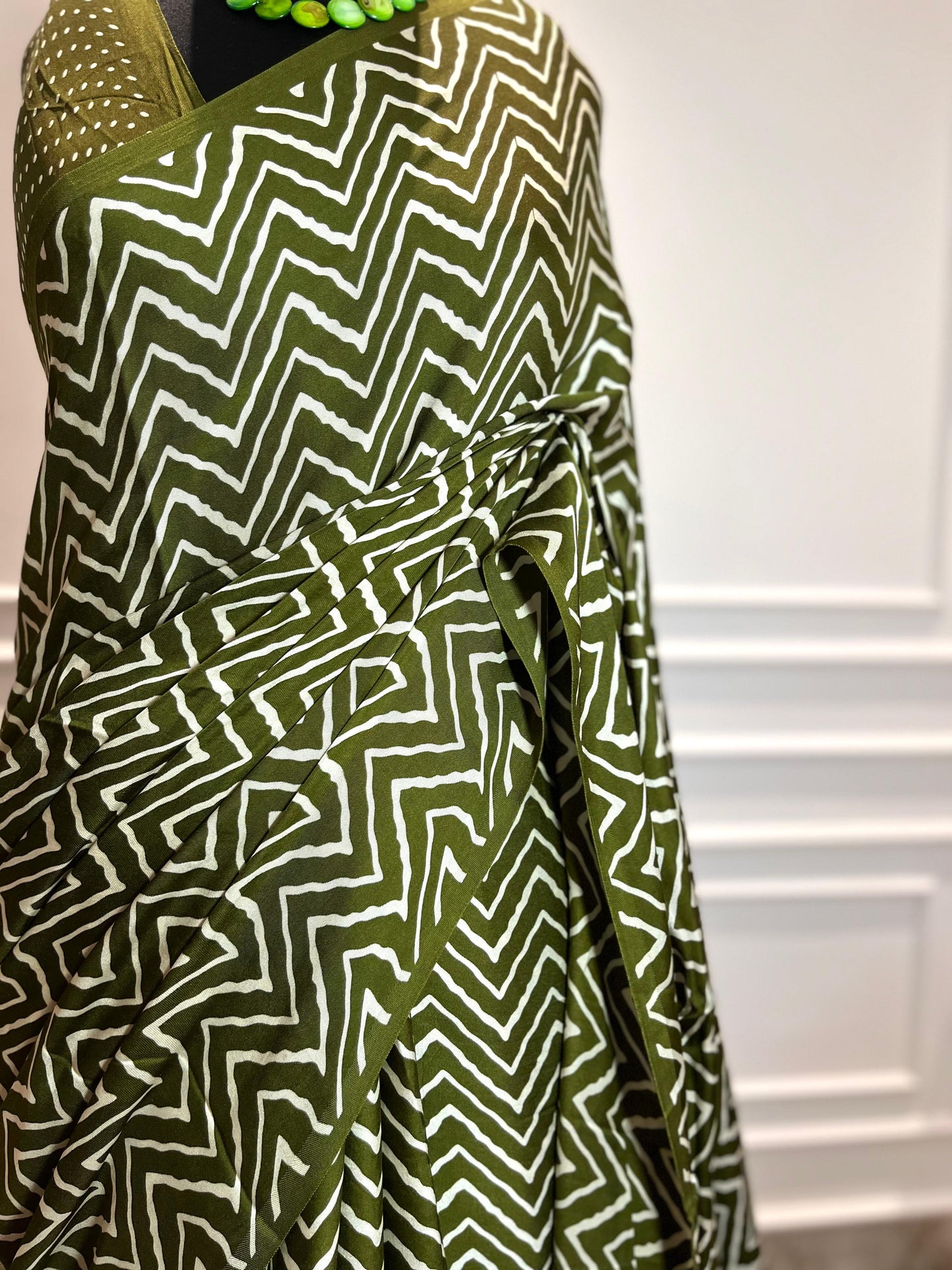 Modal Silk Saree | Leheriya | Green
