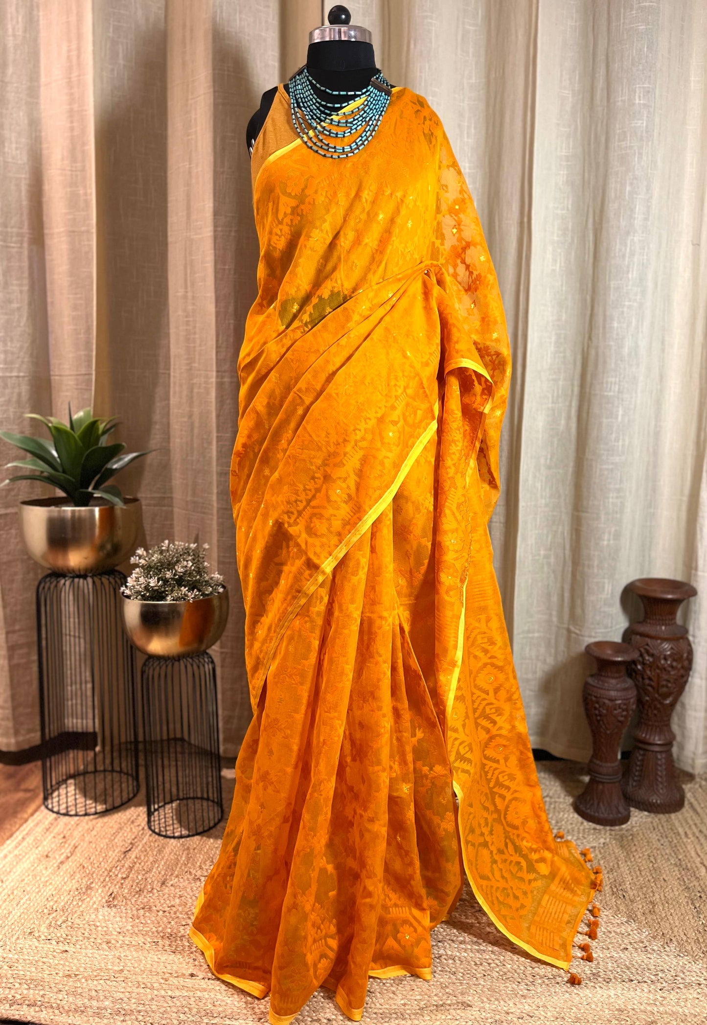 Mustard Monochrome | Jamdani Saree