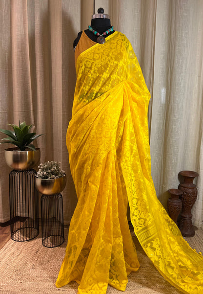 Yellow Monochrome | Jamdani Saree