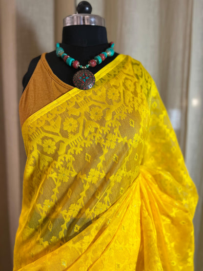 Yellow Monochrome | Jamdani Saree