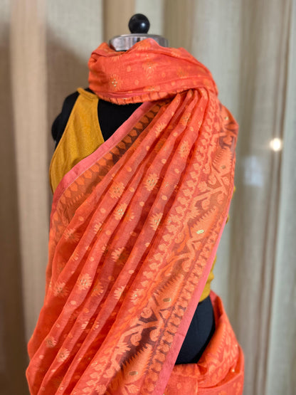 Peach Monochrome | Jamdani Saree
