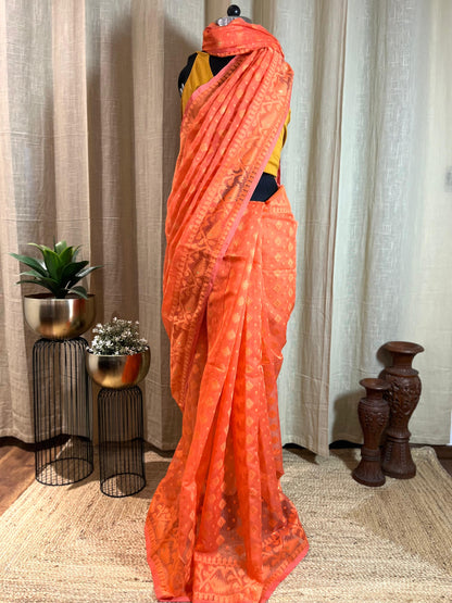 Peach Monochrome | Jamdani Saree