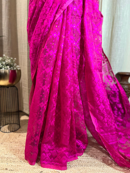 Fuschia Monochrome | Jamdani Saree
