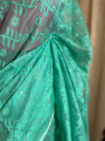 Aqua Monochrome | Jamdani Saree
