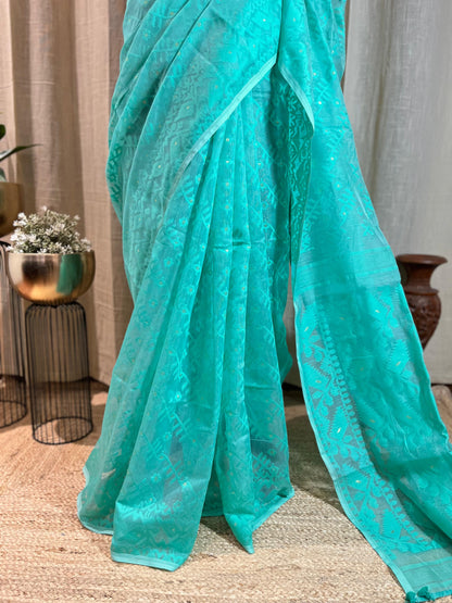 Aqua Monochrome | Jamdani Saree