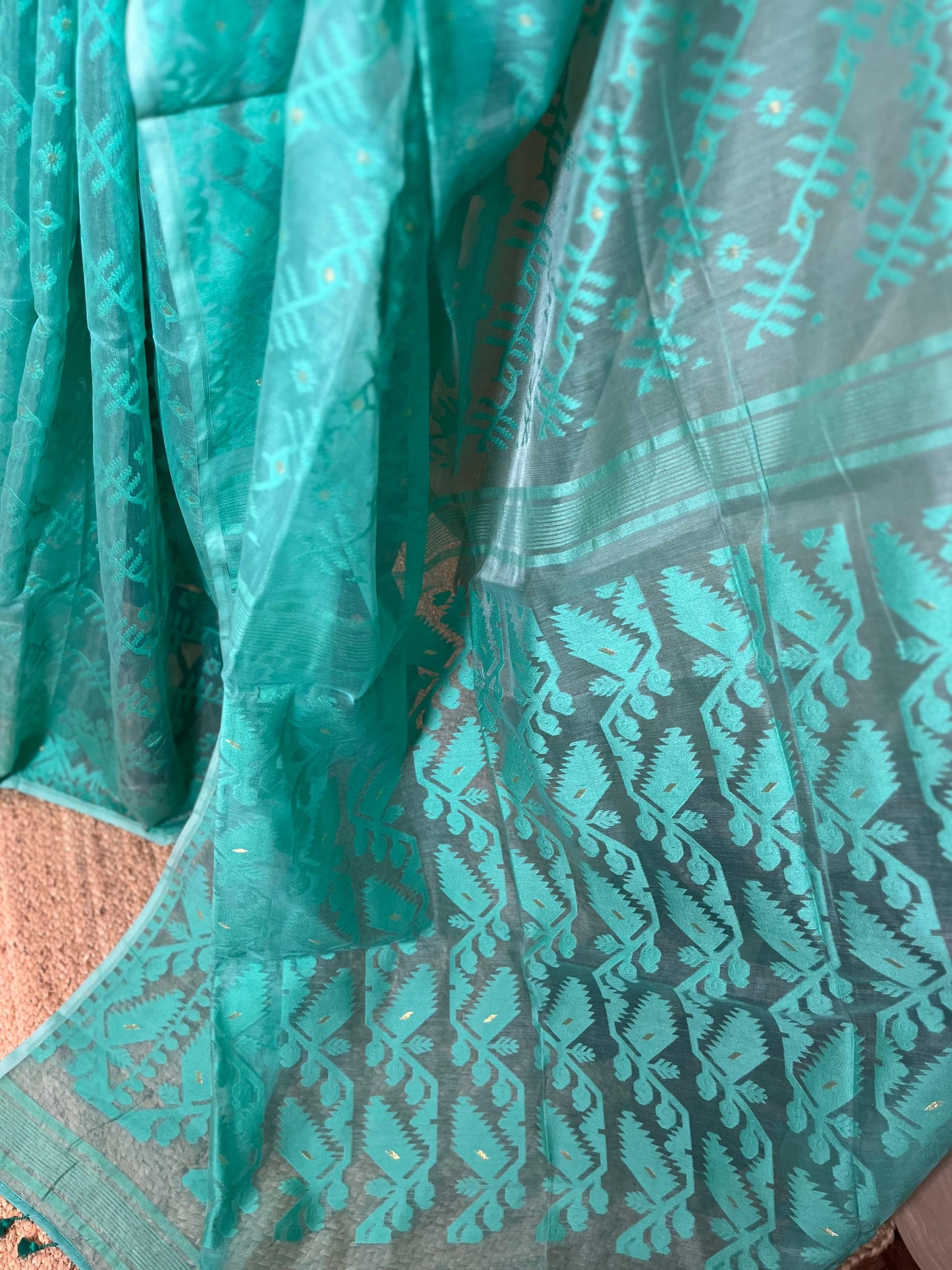 Aqua Monochrome | Jamdani Saree
