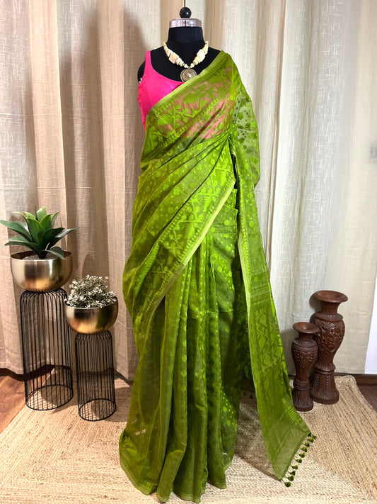 Henna Monochrome | Jamdani Saree
