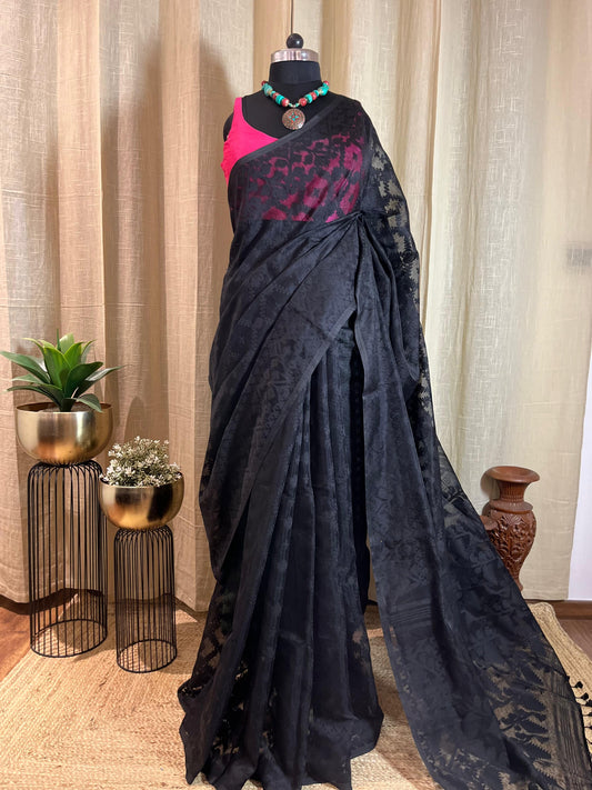 Black Monocrome | Jamdani Saree