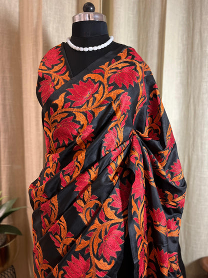 Boho Lotus | Kantha Stitch Saree