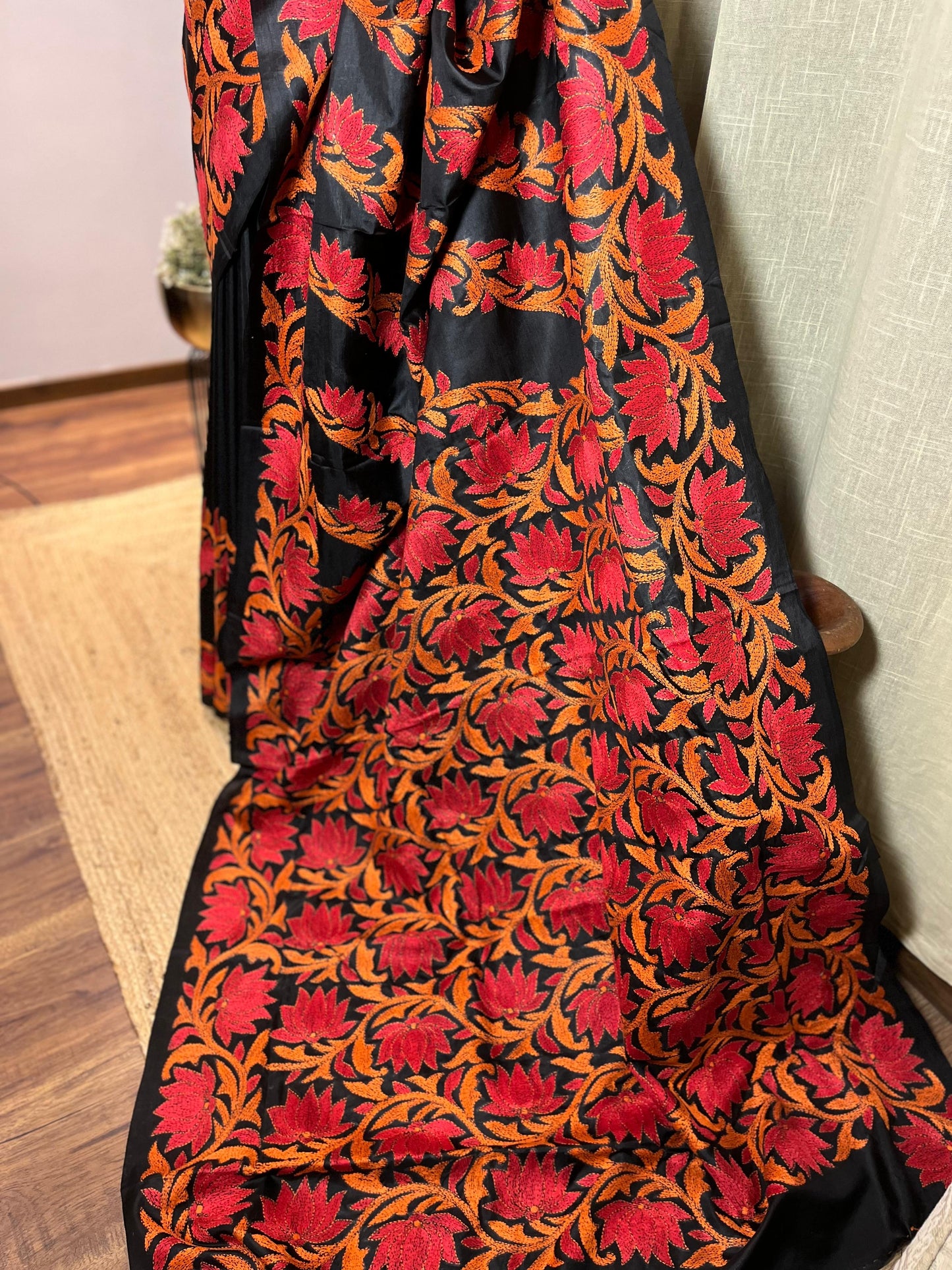 Boho Lotus | Kantha Stitch Saree