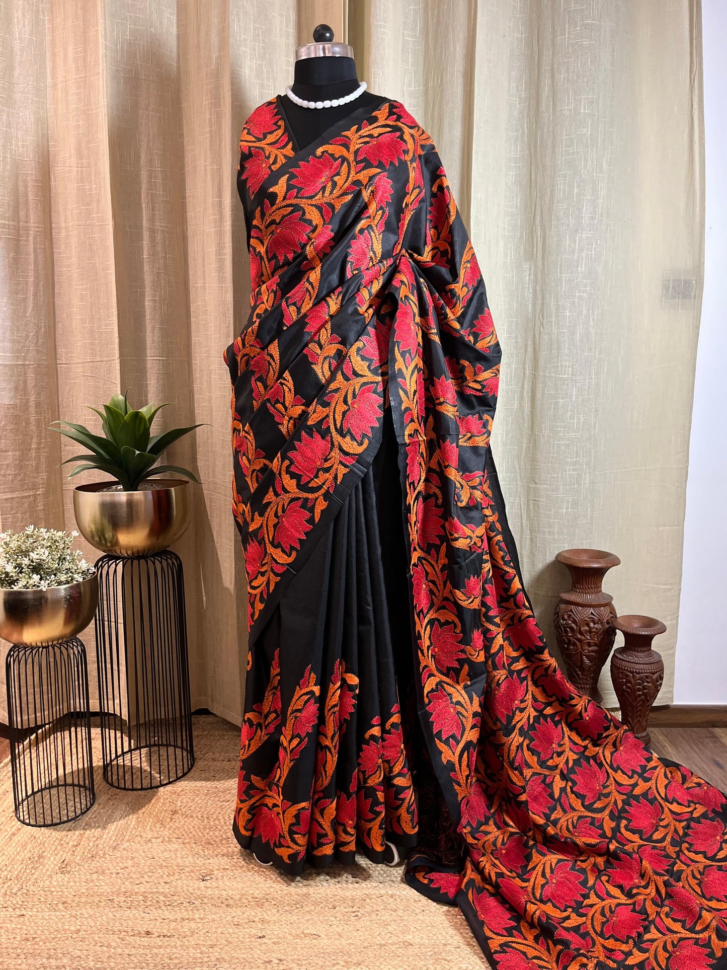 Boho Lotus | Kantha Stitch Saree