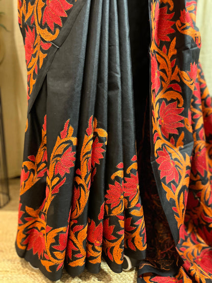 Boho Lotus | Kantha Stitch Saree