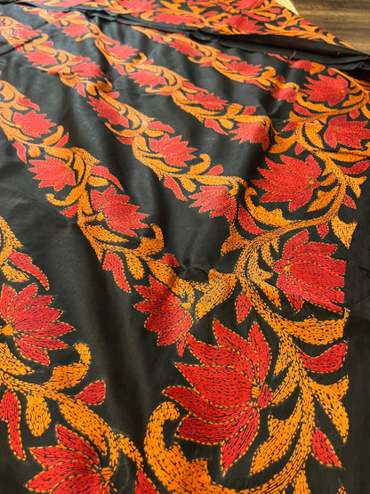 Boho Lotus | Kantha Stitch Saree