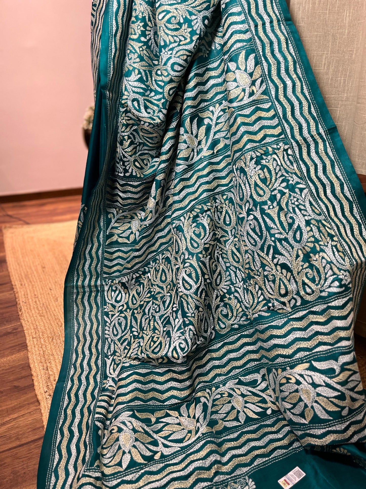 Paisley Sea | Kantha Stitch Saree