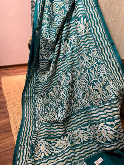 Paisley Sea | Kantha Stitch Saree