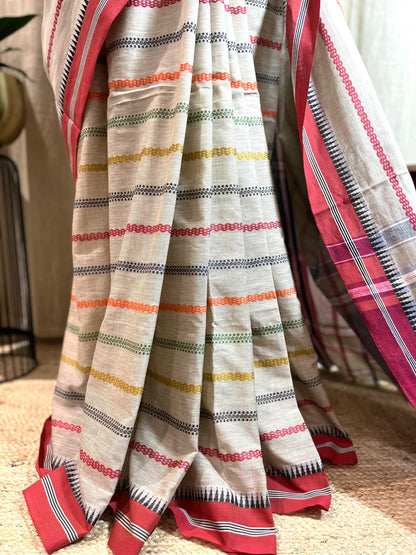 Stripes of White | Cotton Saree
