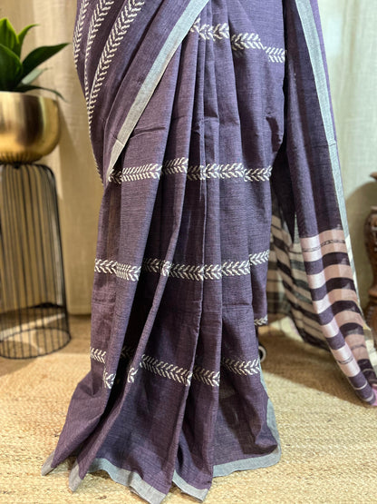Lilac Lines | Cotton Saree