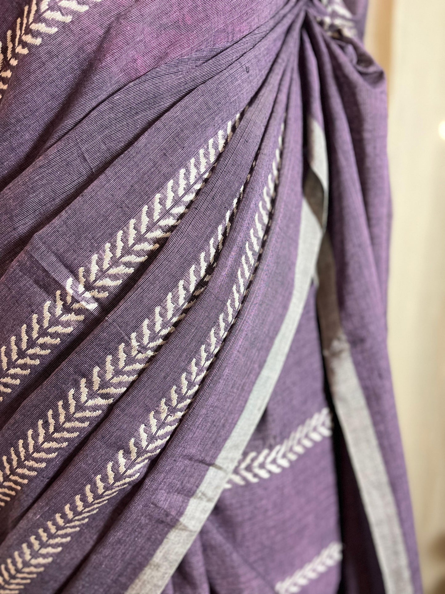 Lilac Lines | Cotton Saree