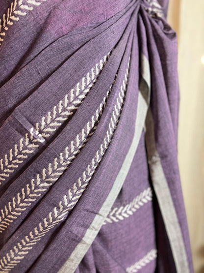 Lilac Lines | Cotton Saree