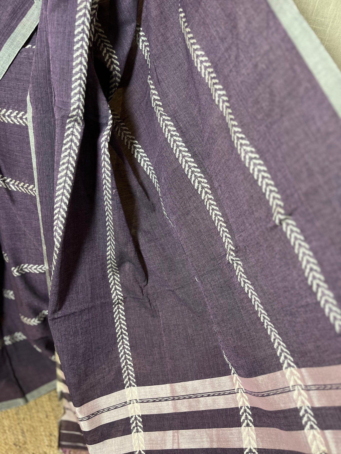 Lilac Lines | Cotton Saree