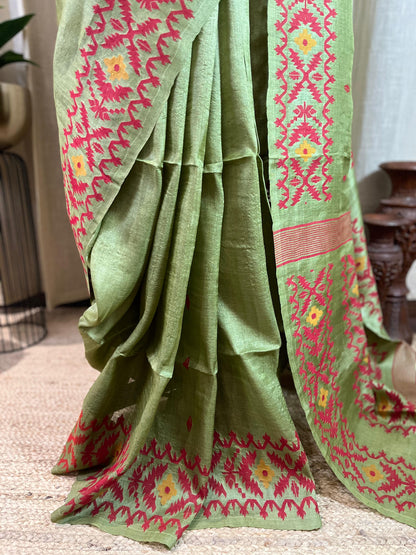 Pista Luxe | Tussar Silk Saree