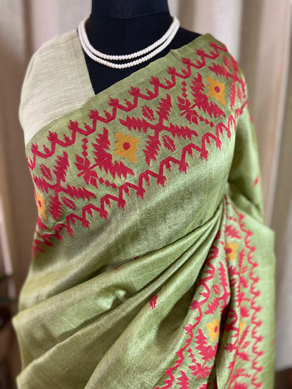 Pista Luxe | Tussar Silk Saree