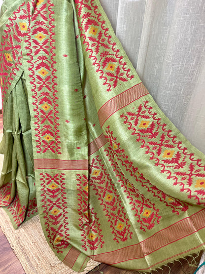 Pista Luxe | Tussar Silk Saree