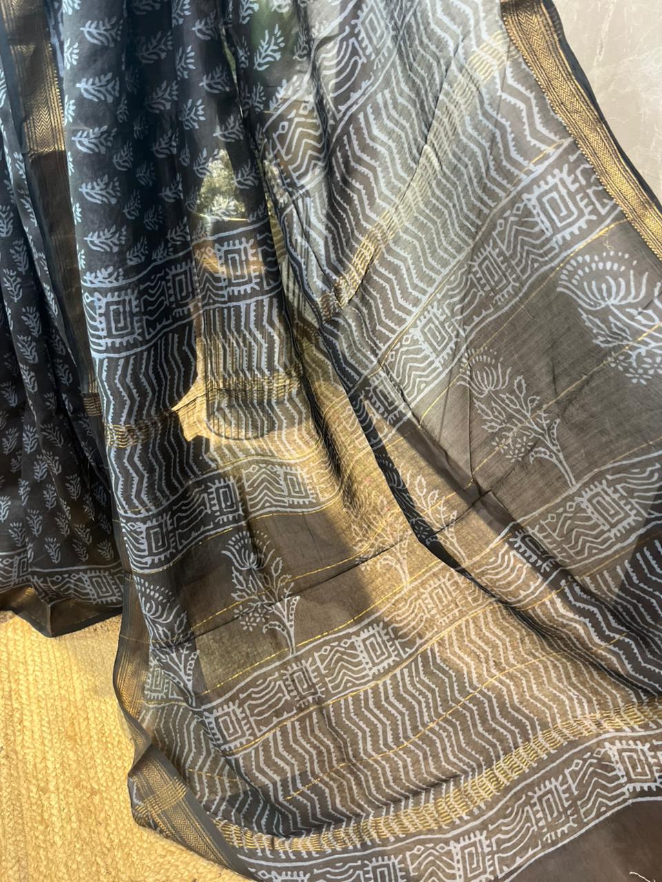 Noor | Handblock Printed Maheshwari Silk Saree