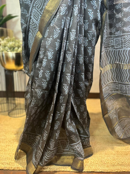 Noor | Handblock Printed Maheshwari Silk Saree