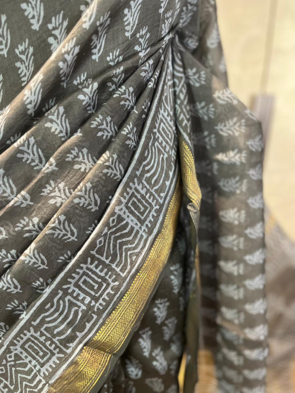 Noor | Handblock Printed Maheshwari Silk Saree