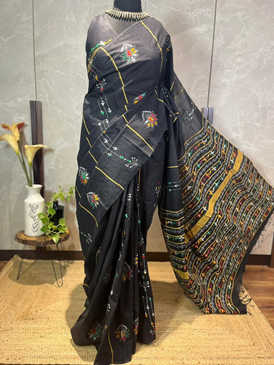 Nazar ka Teeka | Cotton Kantha Stitch Saree