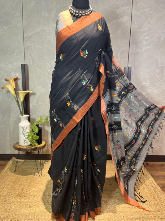 Nazarbattu | Cotton Kantha Stitch Saree